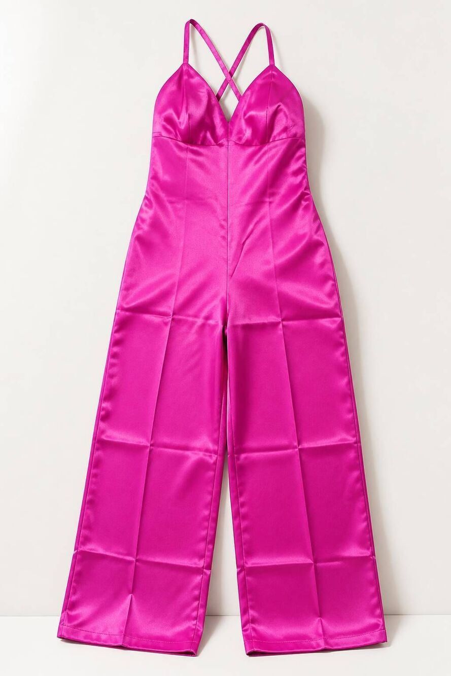 🩵NWT Victoria's Secret Hot Pink Satin Sleeveless Jumpsuit Small